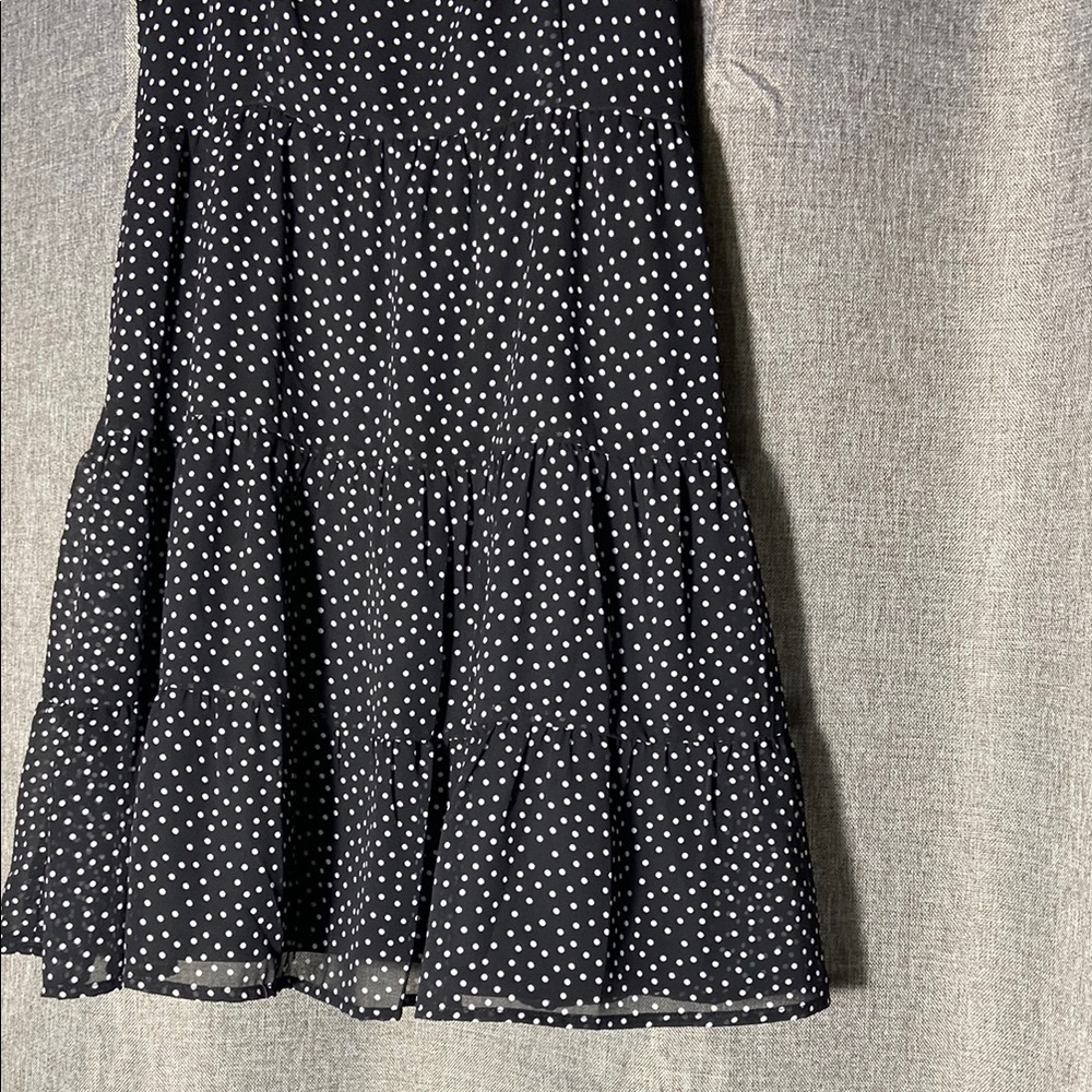 Polka Dot Mini Dress - Black and White - Picture 2 of 4